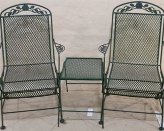 Metal wire outdoor chairs and small table