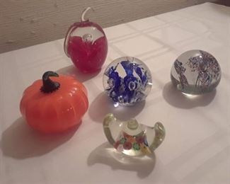 JOE ST CLAIRE AND ELWOOD AND ASSORTED GLASS PAPERWEIGHTS