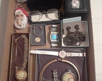 BABS MILLER ORNAMENT AND VINTAGE SEIKO WATCH WITH ASSORTED SMALL HOUSEWARES