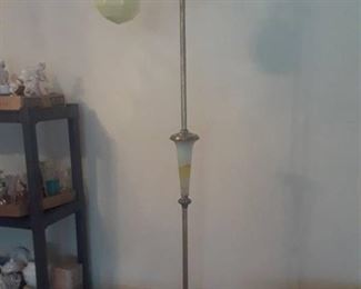 VINTAGE BRASS AND GLASS FLOOR LAMP