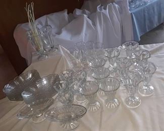 ASSORTED GLASS DESSERT DISHES 37 PIECES