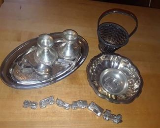 ASSORTED SILVERPLATE WITH PEWTER MINIATURE TRAIN