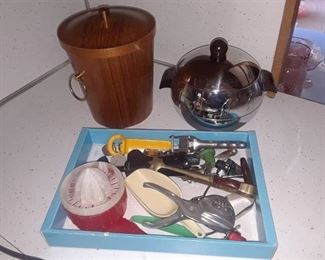 ICE BUCKETS AND ASSORTED BAR TOOLS