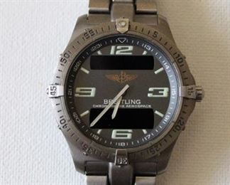 2. SOLD - Breitling Aerospace E75362 Chronometre Superquartz Titanium - Excellent cosmetic condition, not running, serial number 593999, includes box, case, warranty, instructions, extra links