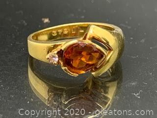 18K Citrine and Diamond Ring