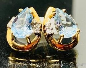 Aquamarine and Diamond Earrings