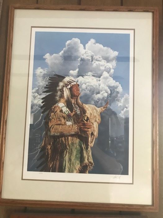 Signed Paul Calle lithograph of Native American chief $125-