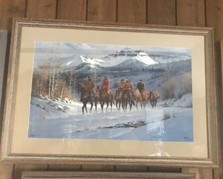 Signed G. HARVEY large scale lithograph of Native Americans on horseback  $125-