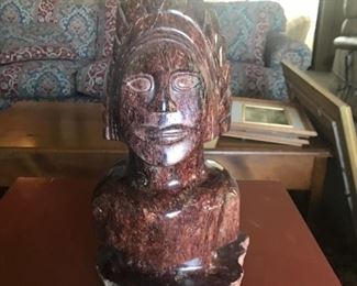 Vintage carved stone bust of Native American chief- heavy  $75