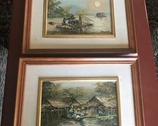 pair of signed oil paintings in frame  $95-