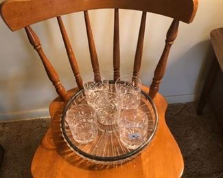 Glass tumblers on tray $6    Chair $4
