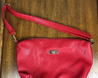 Lot 9: BCBG Red Pebble Leather Handbag; 14” x 9”; $15