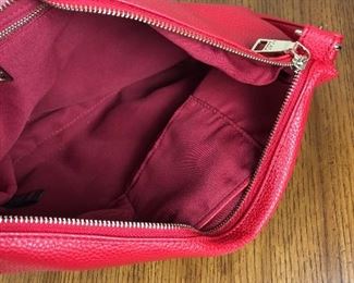 Lot 9: BCBG Red Pebble Leather Handbag; 14” x 9”; $15