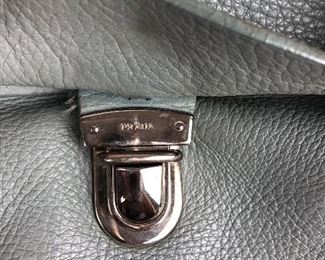 Lot 10: Authentic PRADA light blue leather bag; 14” wide, 6” tall; $245 (discounts not applicable)