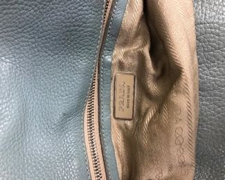 Lot 10: Authentic PRADA light blue leather bag; 14” wide, 6” tall; $245 (discounts not applicable)