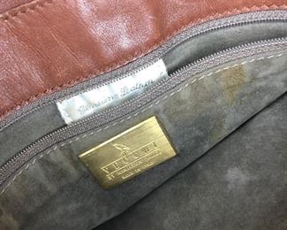 Lot 14: Leather Italian Handbag, De Vecchi by Hamilton Hodge; 12” tall x 13” tall; $35