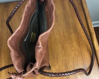 Lot 14: Leather Italian Handbag, De Vecchi by Hamilton Hodge; 12” tall x 13” tall; $35