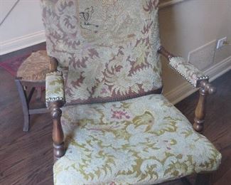 25% 0ff now $220 was $295 Early 19th French Oak Tapestry Chair  H 42 in. x W 24 in. x D 22.5 in.
