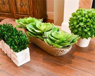 2. Three Artificial Plants with Planters