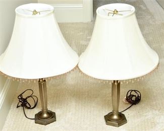 94. Pair of Brushed Steel Table Lamps