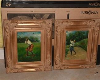 145. Two Oil paintings each depicting golfers
