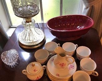 Tea set, lamp, home decor