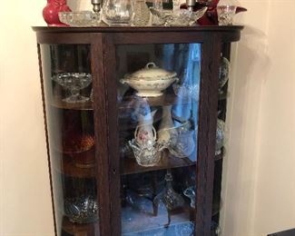 Glass front Display cabinet with collectible glass pieces