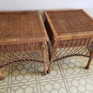 2 Matching Wicker small tables