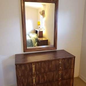 3 Large Drawer Antique Dresser with wall mirror. 