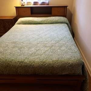 Mid Century Full Bed with lamp. This bed can come with the mattress if you like or not.