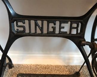 Antique Singer treadle sewing machine with cabinet, no belt-$125