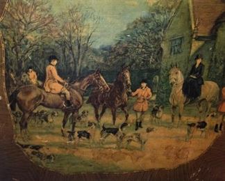 Vintage hunt scene card table