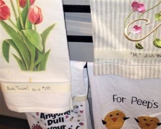 "Don't let anyone dull your sparkle" and other tea towels