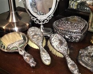 Silver plate dresser set