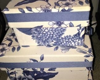 Blue & white boxes for organizing