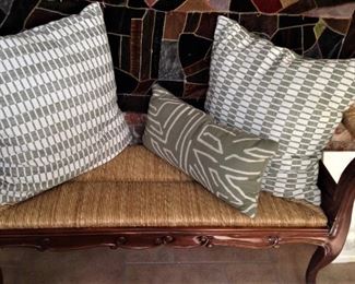 Bed bench and decorative pillows
