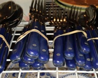 Blue handled flatware