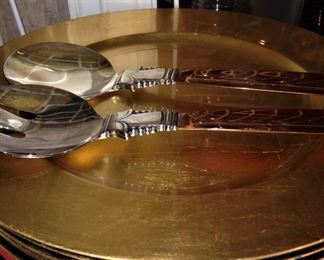 Chargers; serving utensils