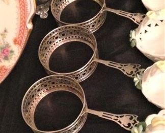 Sterling silver ramekin cup holders  