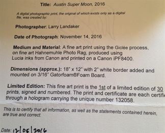 "Austin Super Moon, 2016" by Photographer/Artist Larry Landaker