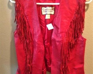 Red leather vest by Continental leather Fashions - made in the USA