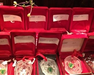 Waterford ornaments in original boxes
