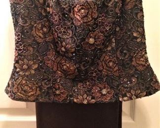 2- piece brown Kay Unger evening wear (sequined top)