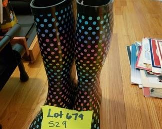 Rainbow polka dot rain boots  SOLD 