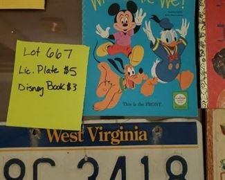 License plate-SOLD
Vintage disney