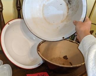 Vintage metal enamel bowls