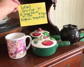 Iris cup
Soup bowls
English teapot