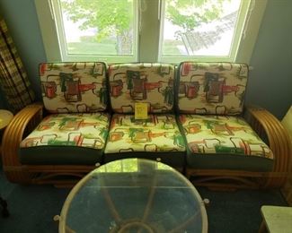 Front view of vintage bamboo sofa, in excellent condition SOLD