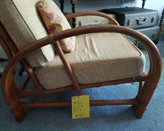 Side view of larger vintage bamboo chairSOLD