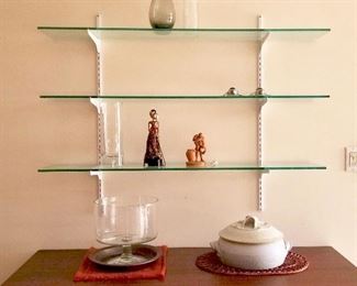 Beautiful Glass Shelving, $75  & Collectibles/Bric-a-Brac tbd